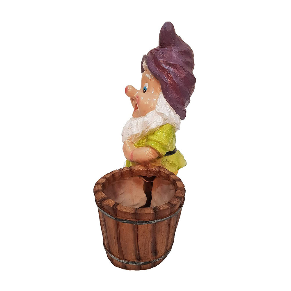 Gnome Planter with Bucket for Garden Deocration (Purple Cap)