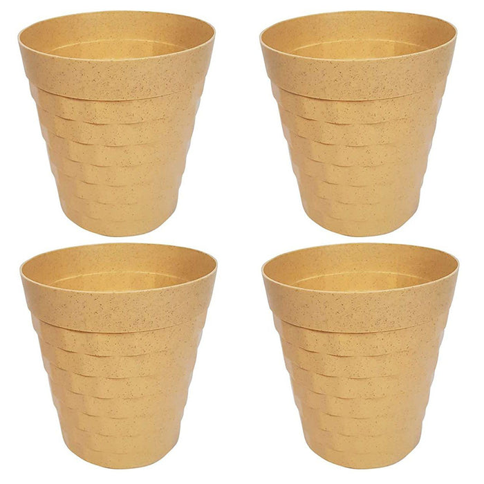 (Set of 4 ) 12 inches Brix Pots Outdoor Pots  (Set of 4) (Beige)