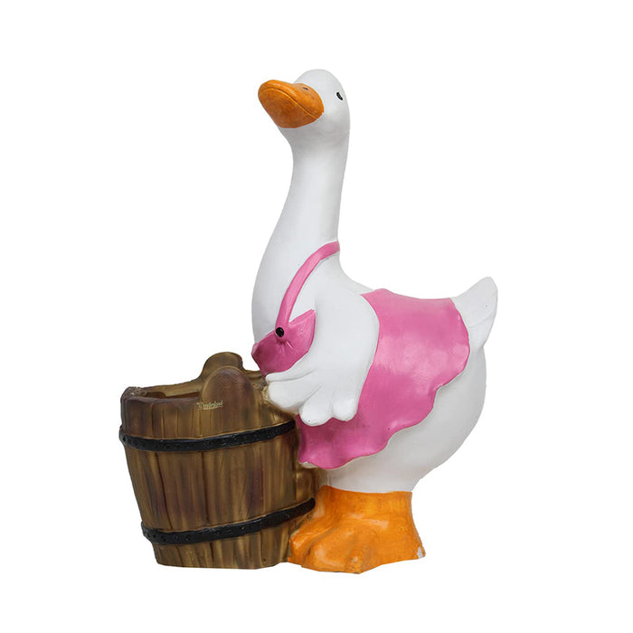 Duck With Pot Planter for Home, Balcony and Garden Decorative (Pink)