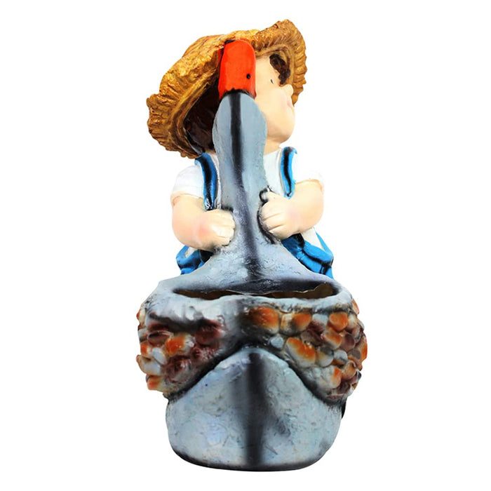 Boy with Duck Pot Planter for Balcony and Garden Decoration