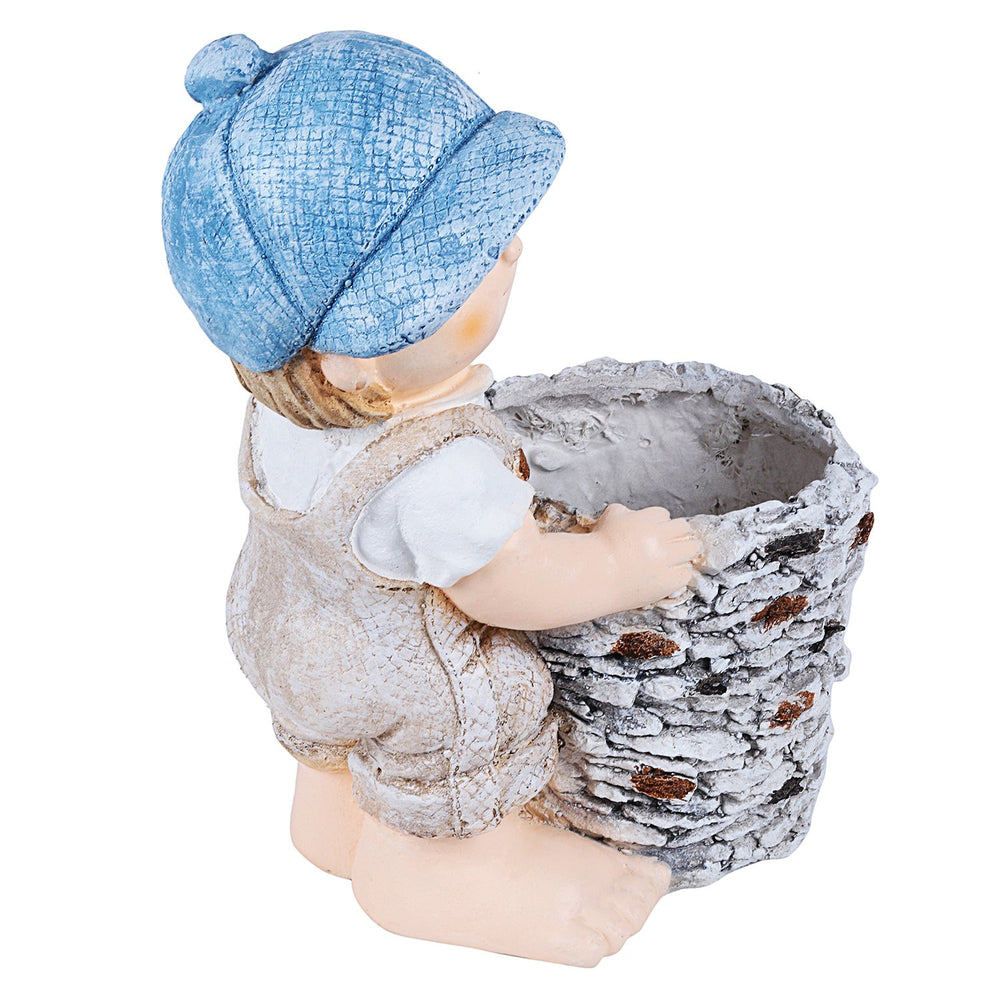 Boy Statue with Planter for Garden and Balcony Decoration