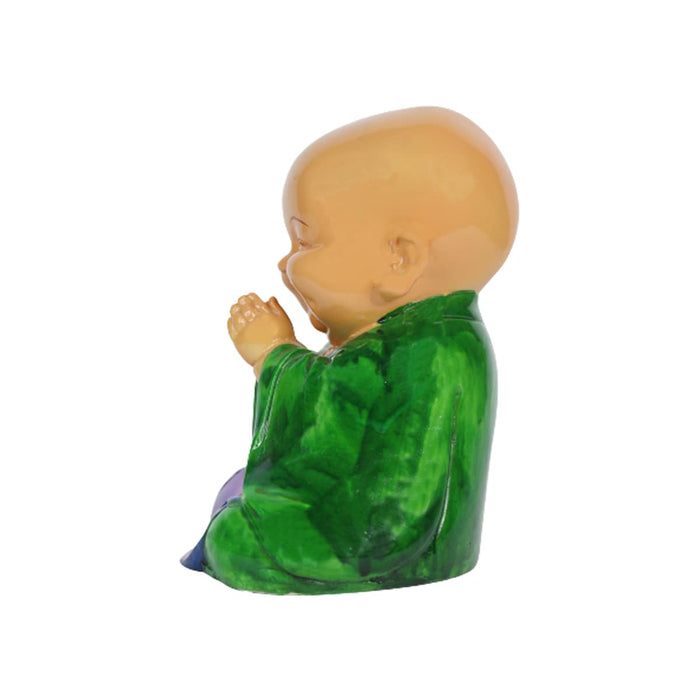 Sitting Monk Statue Home and Balcony Decoration (Green)