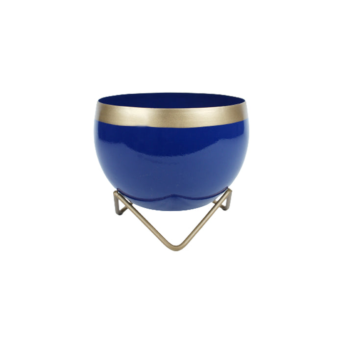 Line Round Metal Pot (Blue)