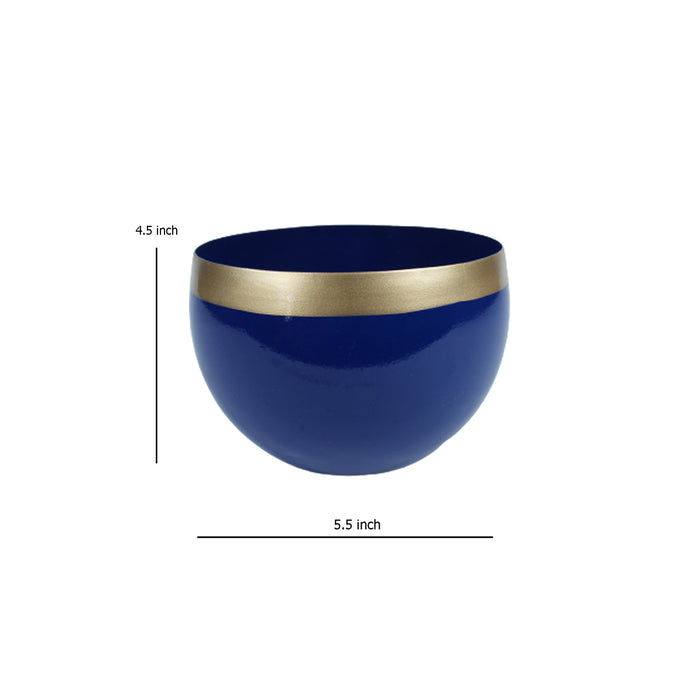 Line Round Metal Pot (Blue)