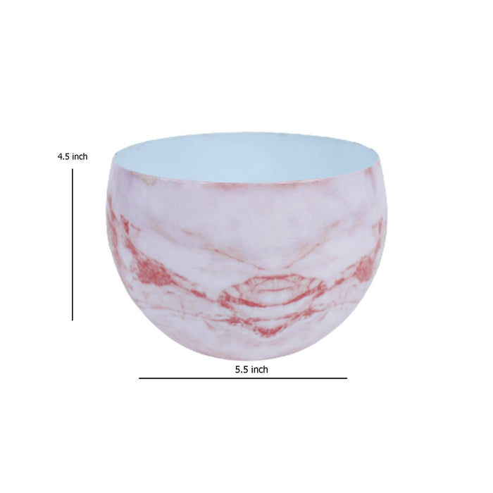 Marble Metal Round Pot (Pink)