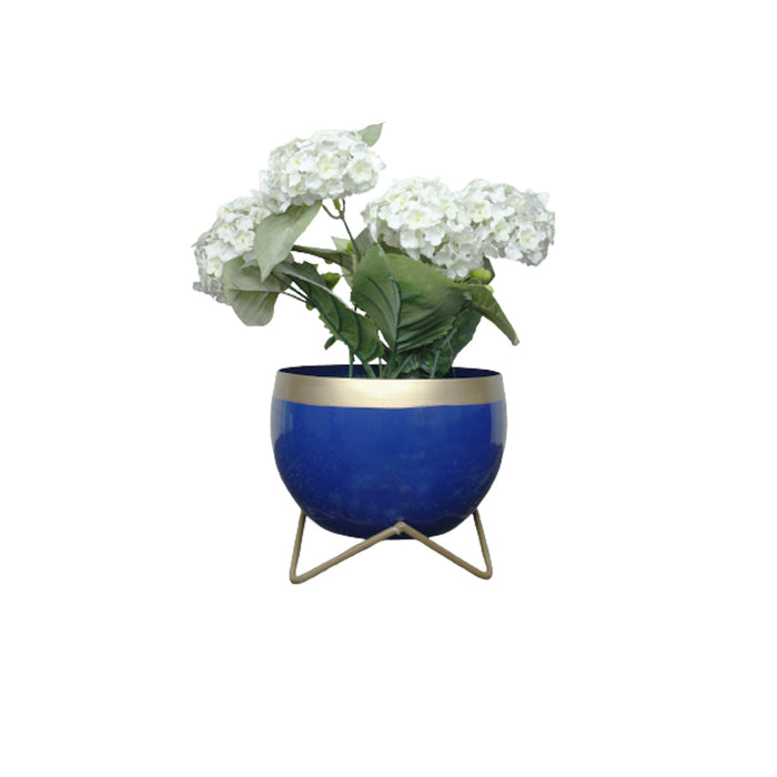 Line Round Metal Pot (Blue)