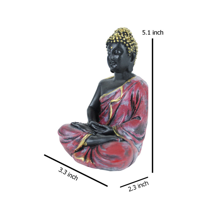 (5 inch) Small Buddha Statue (Maroon)