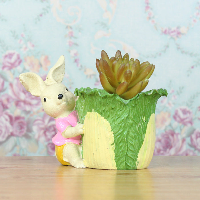 Bunny with Cabbage Succulent  Pot for Home and Balcony Decoration