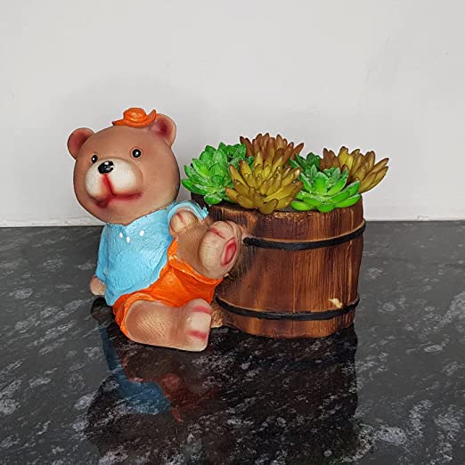 Teddy Bear Sitting with Planter