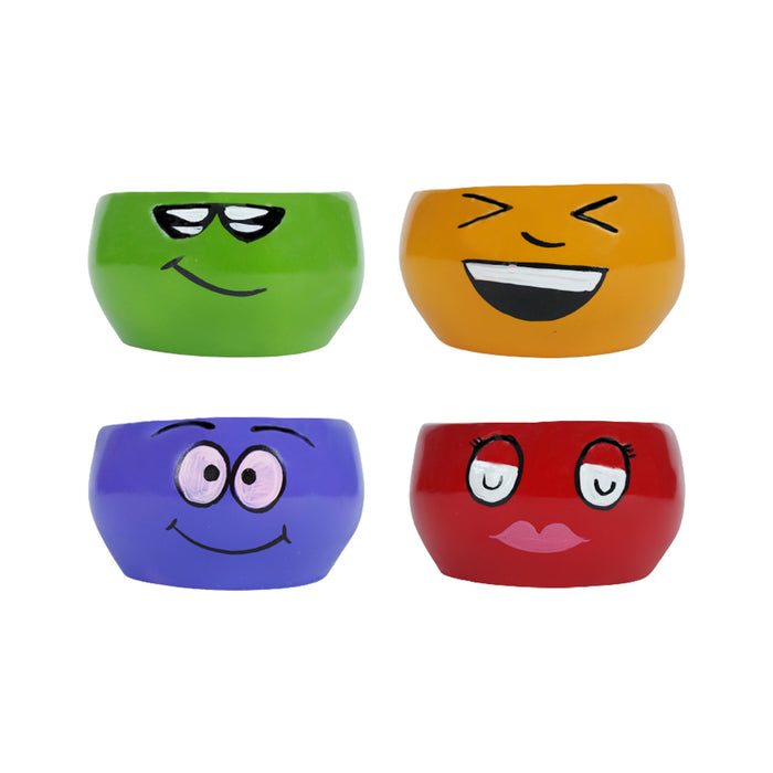 (Set of 5) Small Smiley Pots
