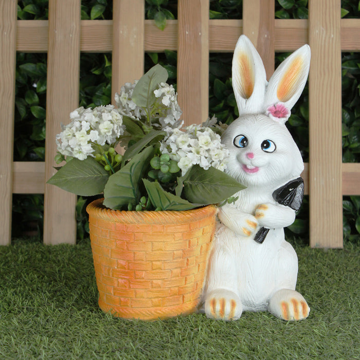 Bunny with Basket Planter Garden and Balcony Decoration