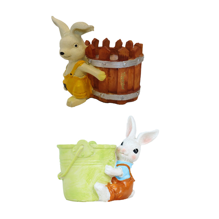(Set of 2) Bunny with Pot Succulents Planter