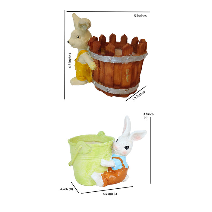 (Set of 2) Bunny with Pot Succulents Planter