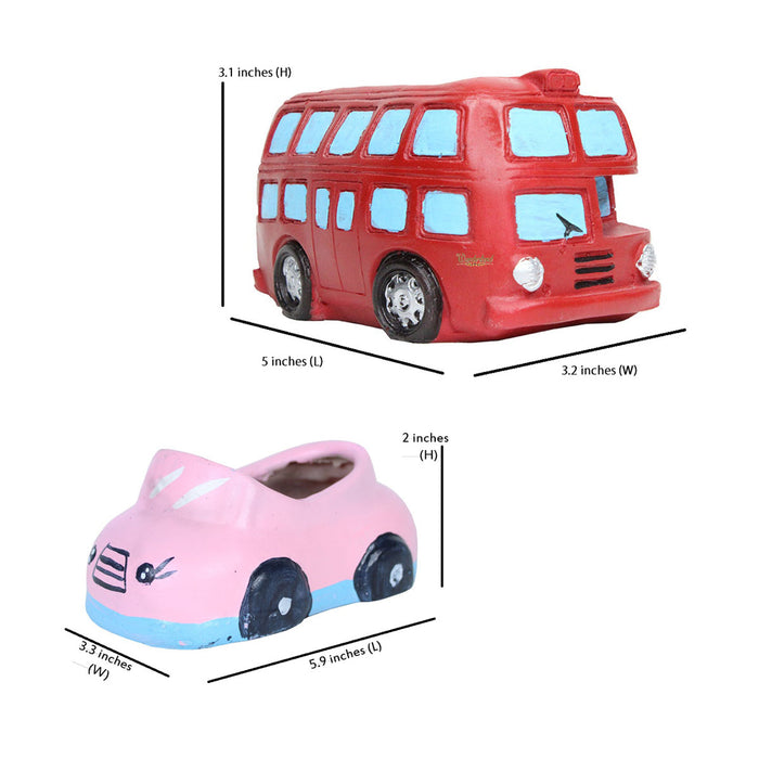(Set of 2) Car and Bus Succulent Pot