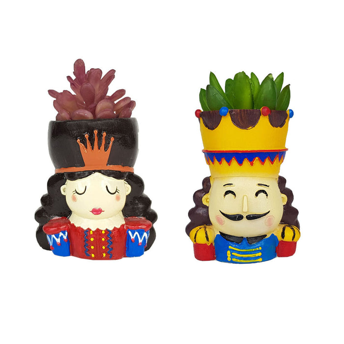 (Set of 2) King & Queen Succulent Pots