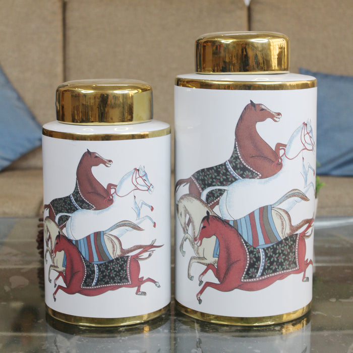 Horse Print shape storage jars with lid