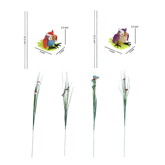 (Set of 6) Owl and Leaf Garden Stakes/Sticks