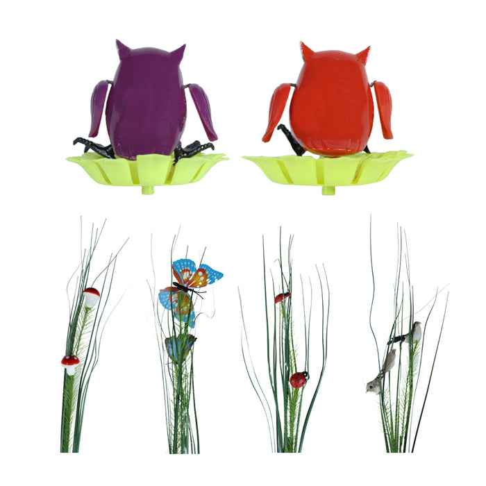 (Set of 6) Owl and Leaf Garden Stakes/Sticks