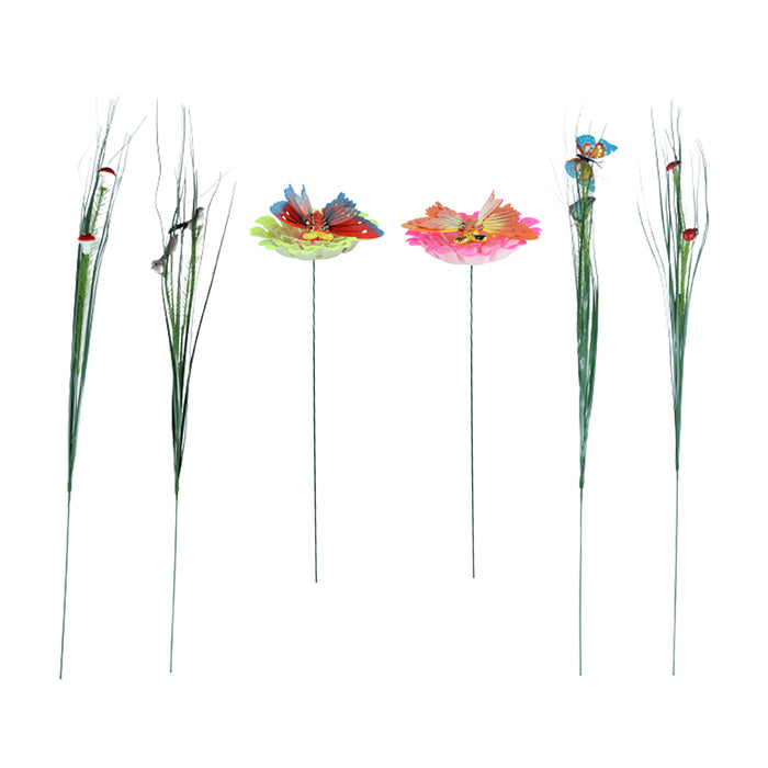 (Set of 6) Butterfly and Leaf Garden Stakes/Sticks