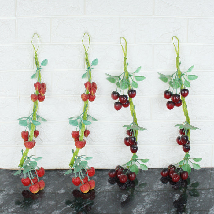 (Set of 2) Cherry and Strawberry Artificial Fruit String