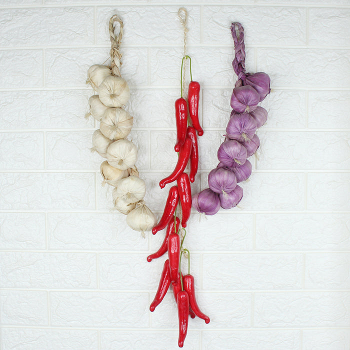 (Set of 3) Chilli, Onion and Garlic Artificial Veggie String