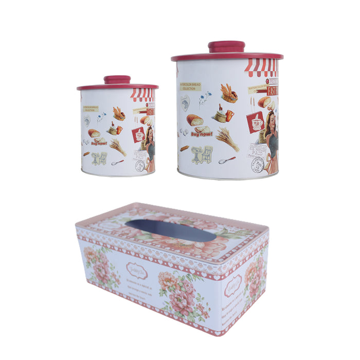 Vintage chic style Big Containers and Tissue Box
