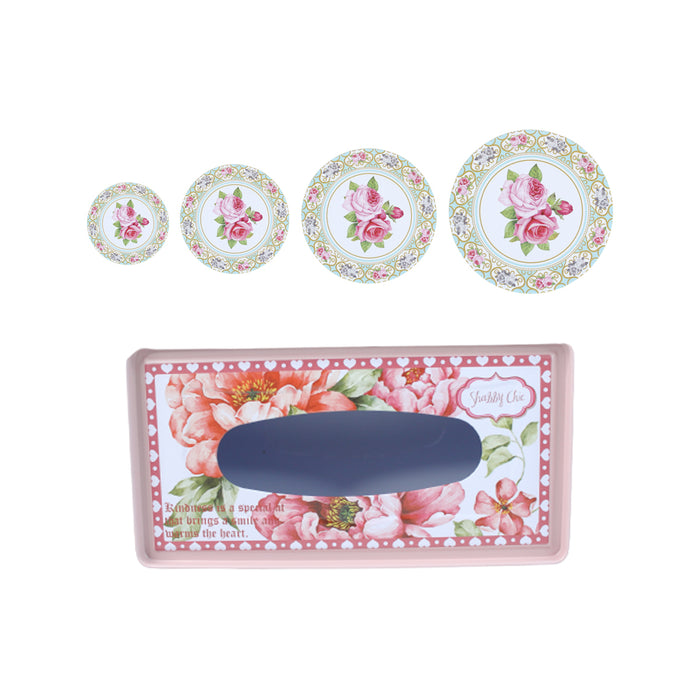 Vintage Chic Style Small Containers and Tissue Box