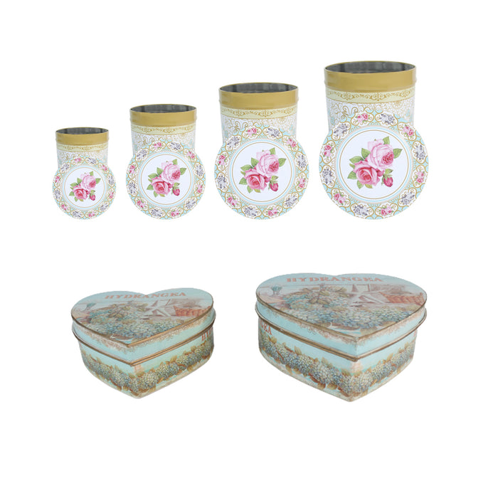 Vintage Style Heart Shape Box and Tin Containers