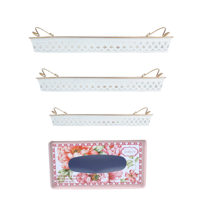 Vintage Metal Trays and Tissue Box combination