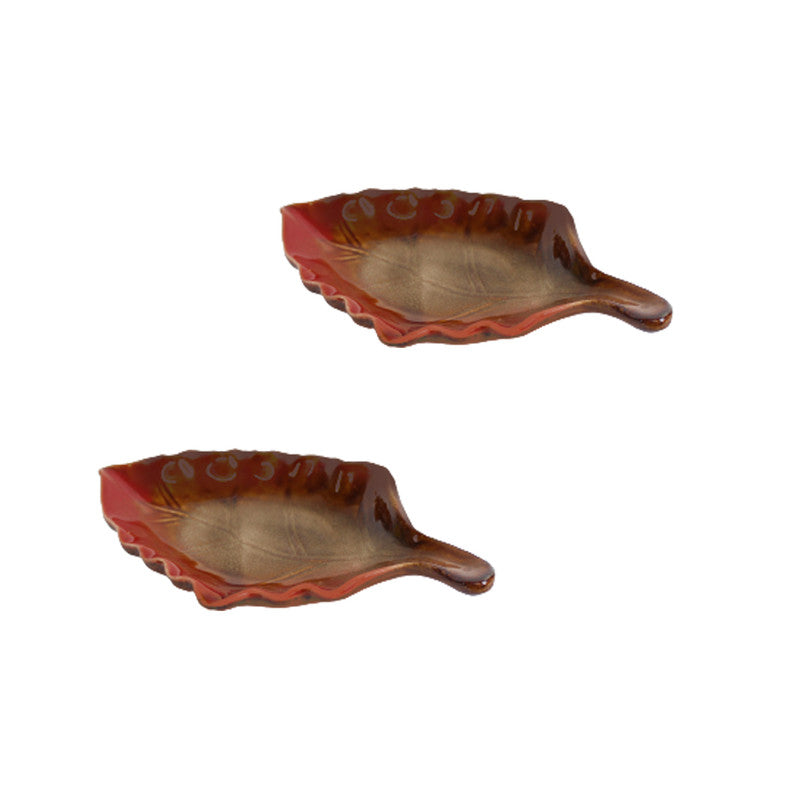 Imported Small Leaf Ceramic Tray (Set of 2)