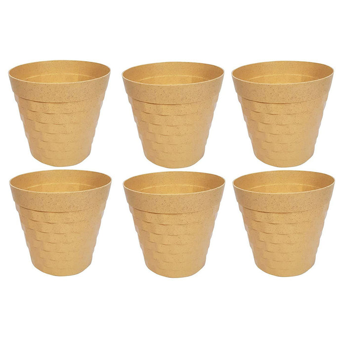 (Set of 6 ) 12 inches Brix Pots Outdoor Pots  (Set of 6) (Beige)