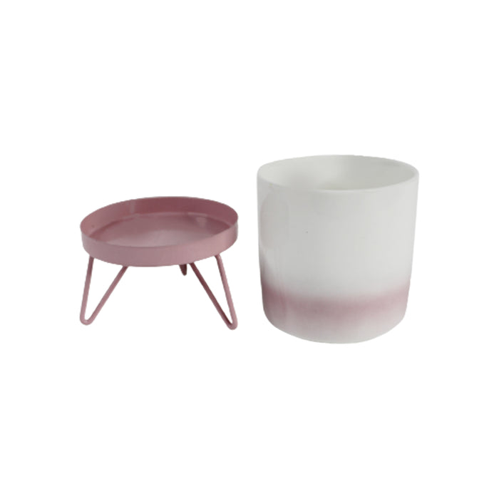 Pink flame pot with stand