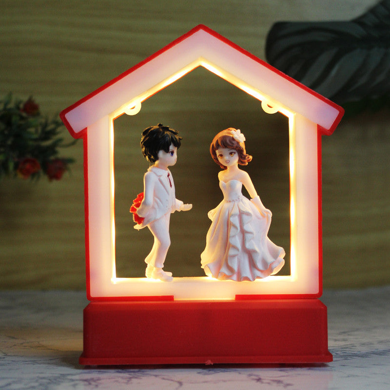 Wonderland Love Illuminated: Couple Lights Frame with 3D miniature couple
