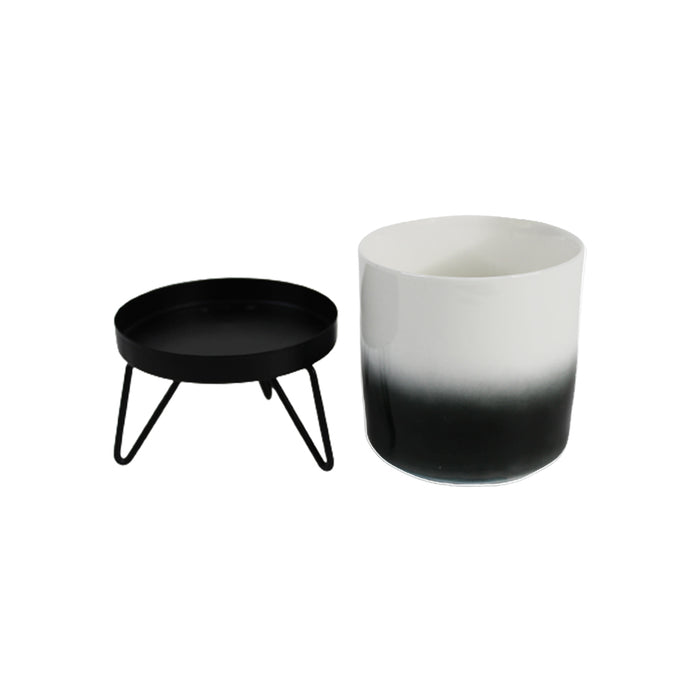 Black flame pot with stand