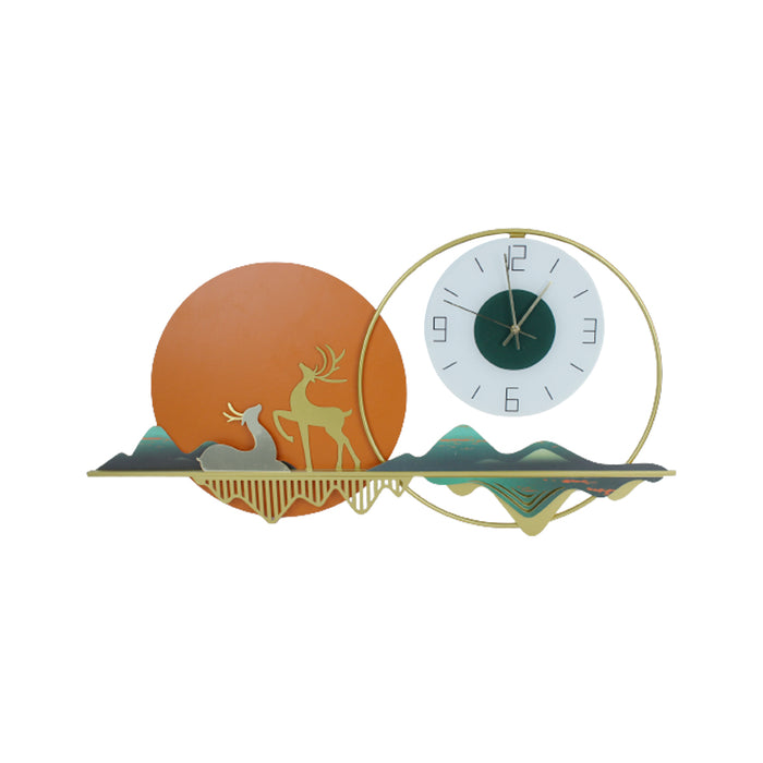 Luxury Deer Sunrise Wall Clock, wall art, wall hanging for living room, drawing room