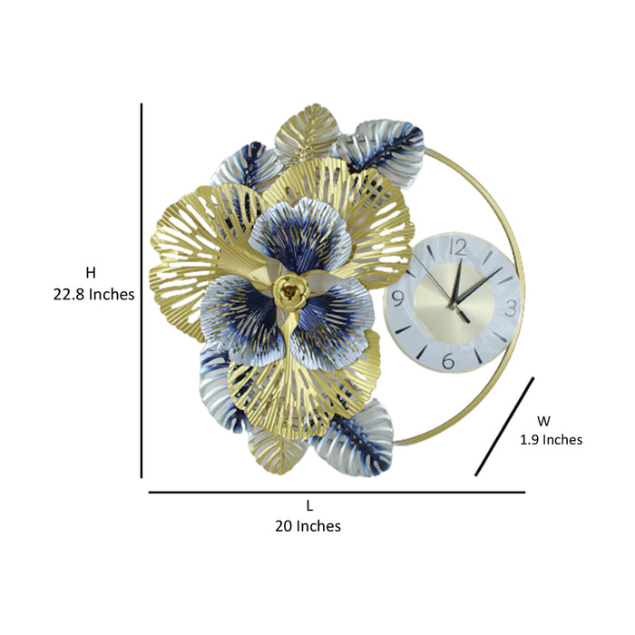 Luxury Floral Wall Clock, wall art for home décor, living room decoration, office