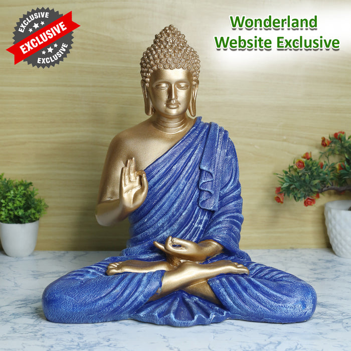 Serene 14-Inch Polyresin Buddha Statue: Perfect for Indoor and Outdoor Harmony