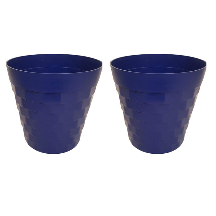 (Set of 2 ) 12 inches Brix Pots Outdoor Pots  (Set of 2) (Blue)