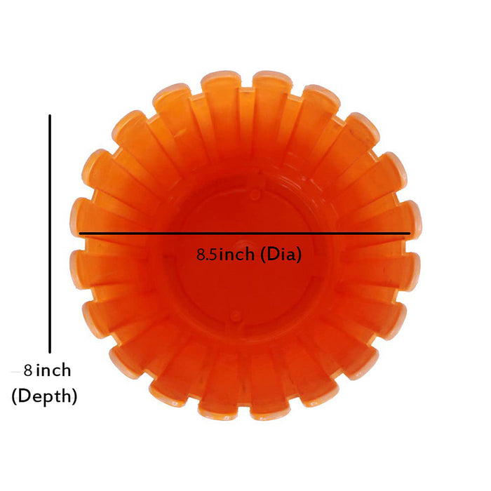 8 inches Plastic Round Fence Garden pots for Outdoor (Set of 5) (Orange)