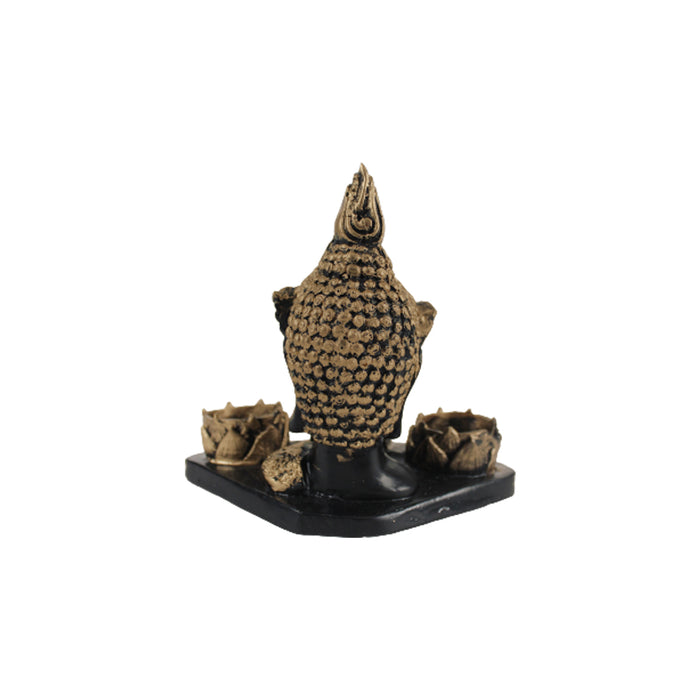  Wonderland Buddha Idol Statue Showpiece With  (Golden )Candle Holder for Living Room Home Décor and