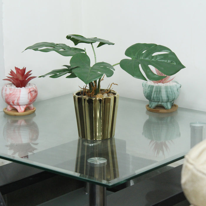 Golden Ceramic pot Artificial Plants