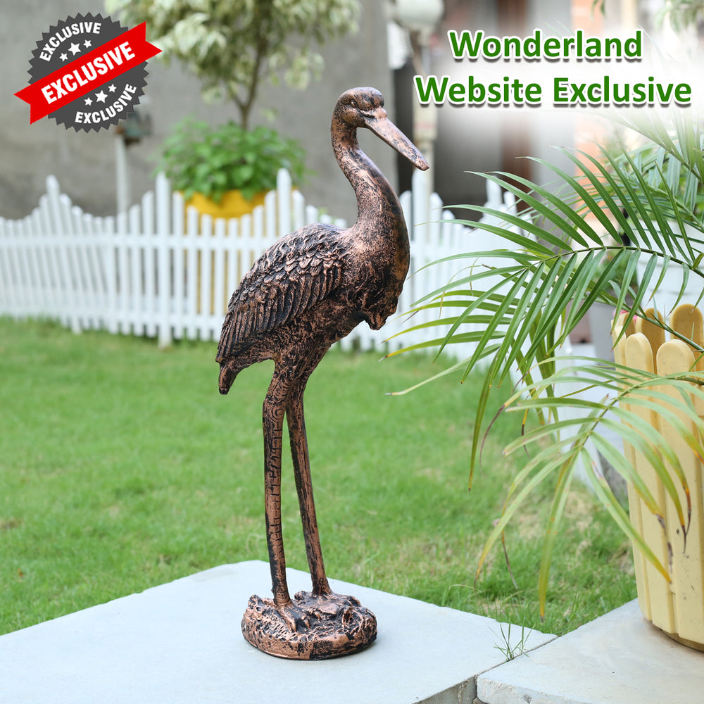 Graceful 18-Inch Polyresin Crane Statue