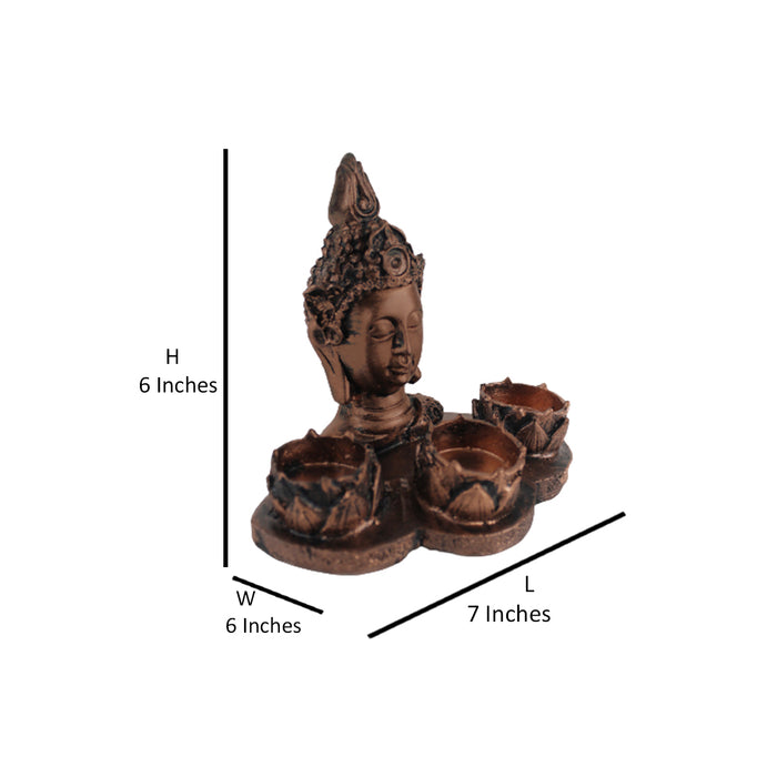  Wonderland Buddha Idol Statue Showpiece With  (Brown )Candle Holder for Living Room Home Décor and