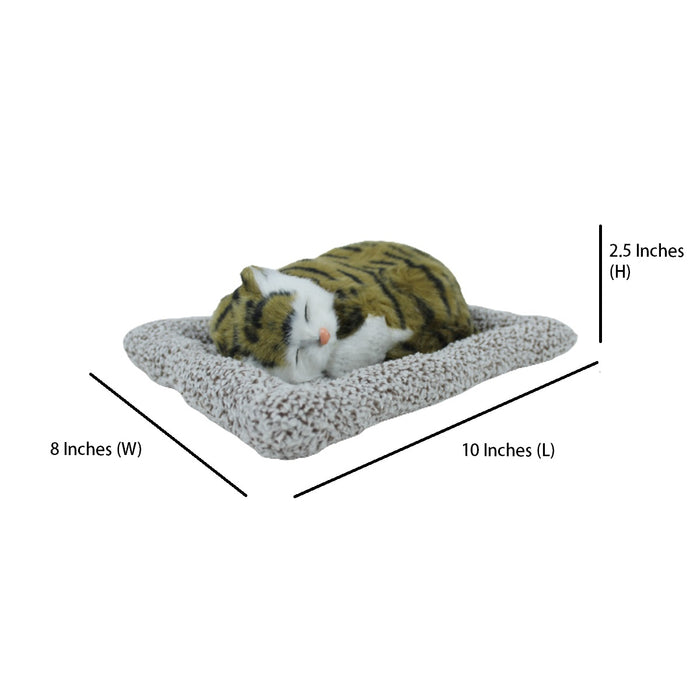 Wonderland  brown and white big size sleeping real looking Cat with mat for home decor