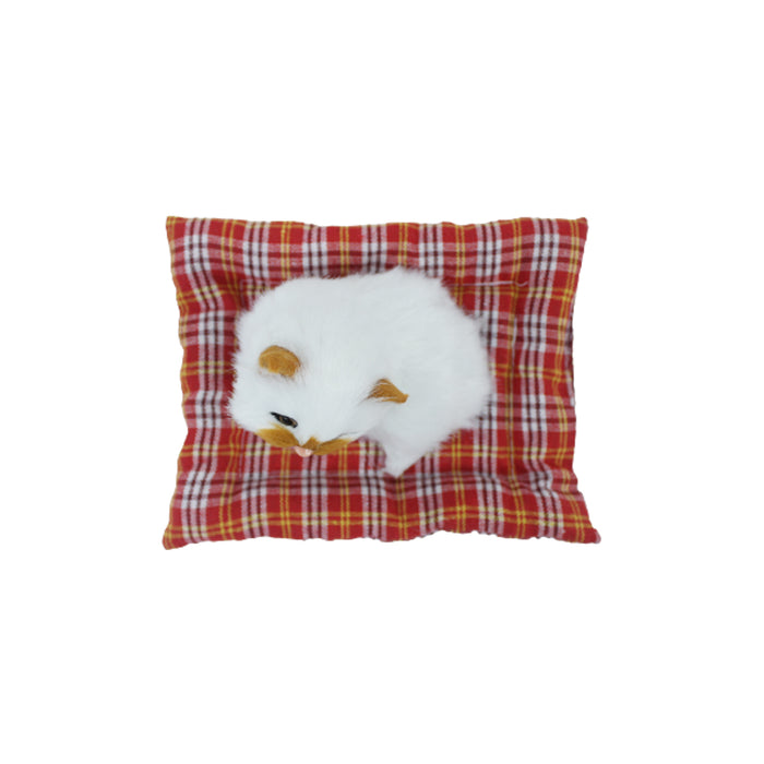 Wonderland  white and brown small size sleeping real looking Cat with mat for home decor
