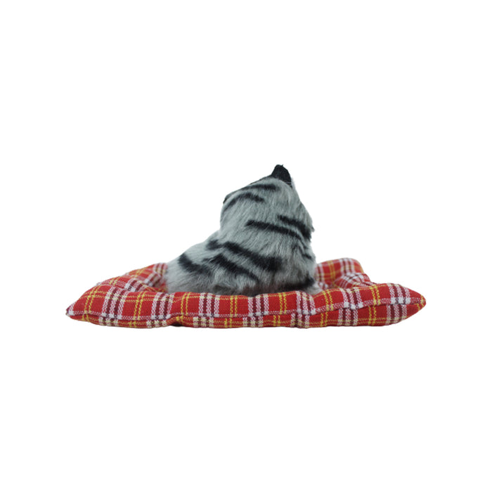 Wonderland grey small size sleeping real looking Cat with mat for home decor