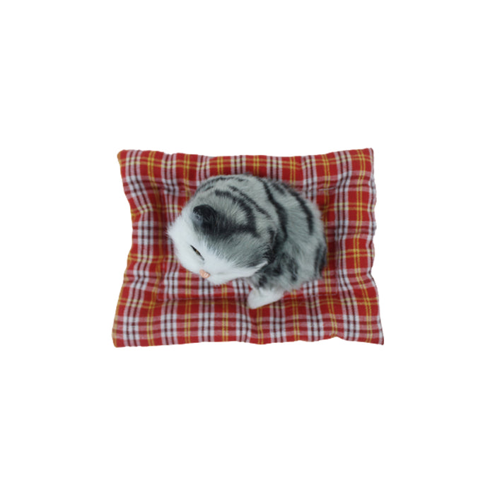 Wonderland grey small size sleeping real looking Cat with mat for home decor