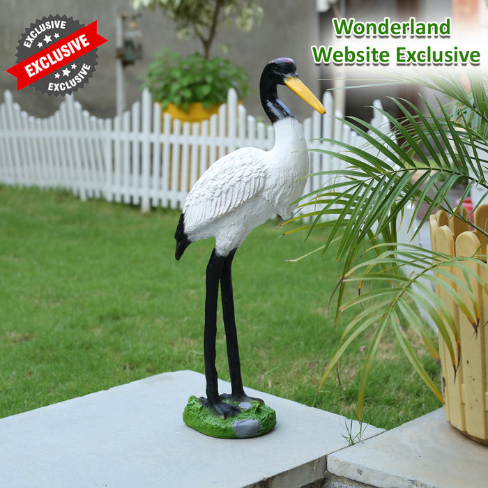 Graceful 18-Inch Polyresin Crane Statue: Enhance Indoor and Outdoor Spaces with Elegance