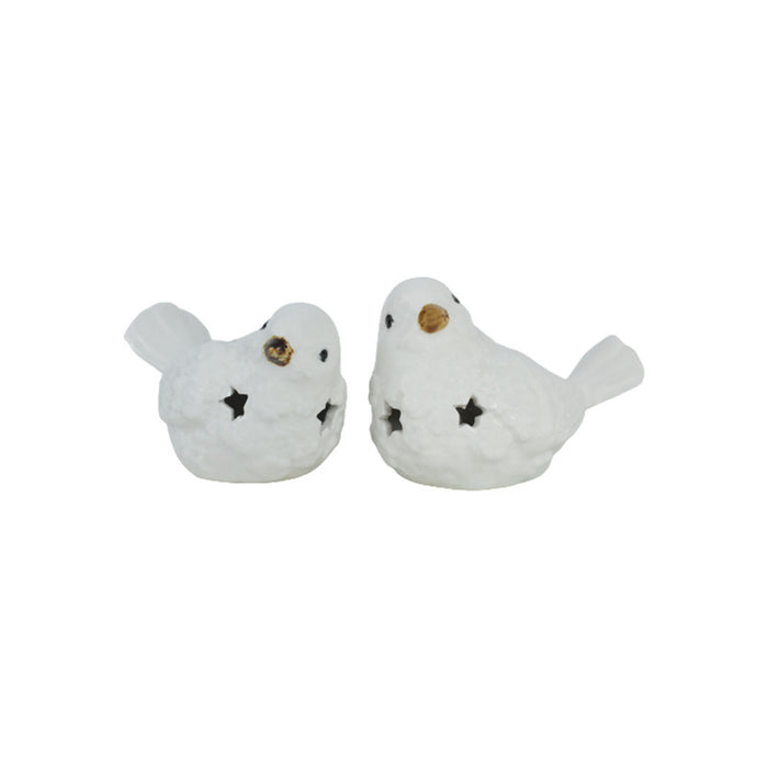 SET of 2 : Ceramic Birds figurine decoration, home decor - White