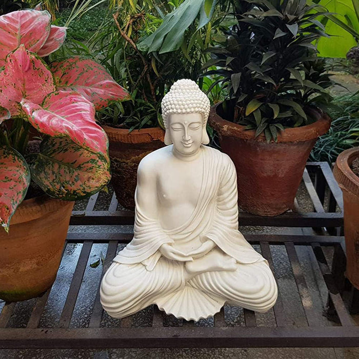 Buddha Statue for Home and Garden Decoration (White)